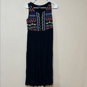 ❤️3 for$10❤️ Design History Black Maxi Dress with Colorful Embroidery